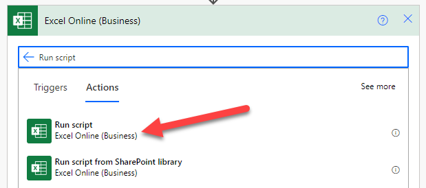 มาดู Flow ที่เราต้องตั้งค่าใน Power Automate แทนที่จะใช้คำสั่ง ‘Add a row into table’ ตอนนี้เราจะใช้คำสั่ง ‘Run script’ แทน