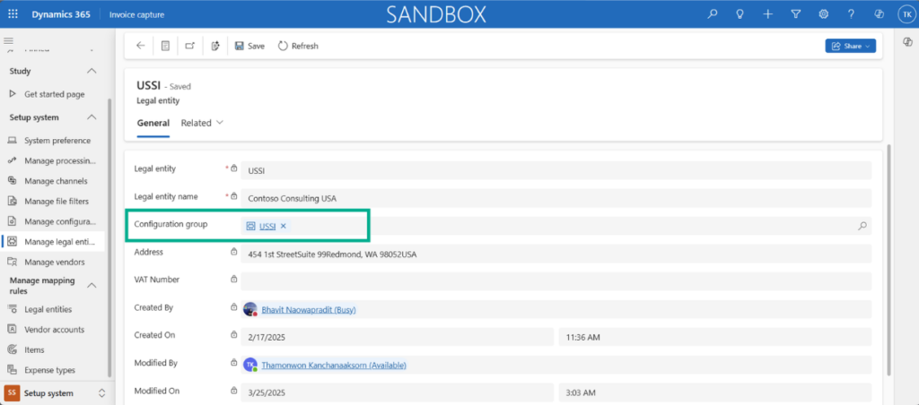 การทำงานของ Invoice Capture ต้องอ้างอิงกับข้อมูลพื้นฐานในระบบ ERP ผู้ดูแลจึงต้องดำเนินการ Synchronize ข้อมูลของ Legal Entities และ Vendor จาก D365FO มายัง Power Platform เพื่อให้ระบบสามารถจับคู่ใบแจ้งหนี้กับบริษัทและผู้ขายที่ถูกต้องได้