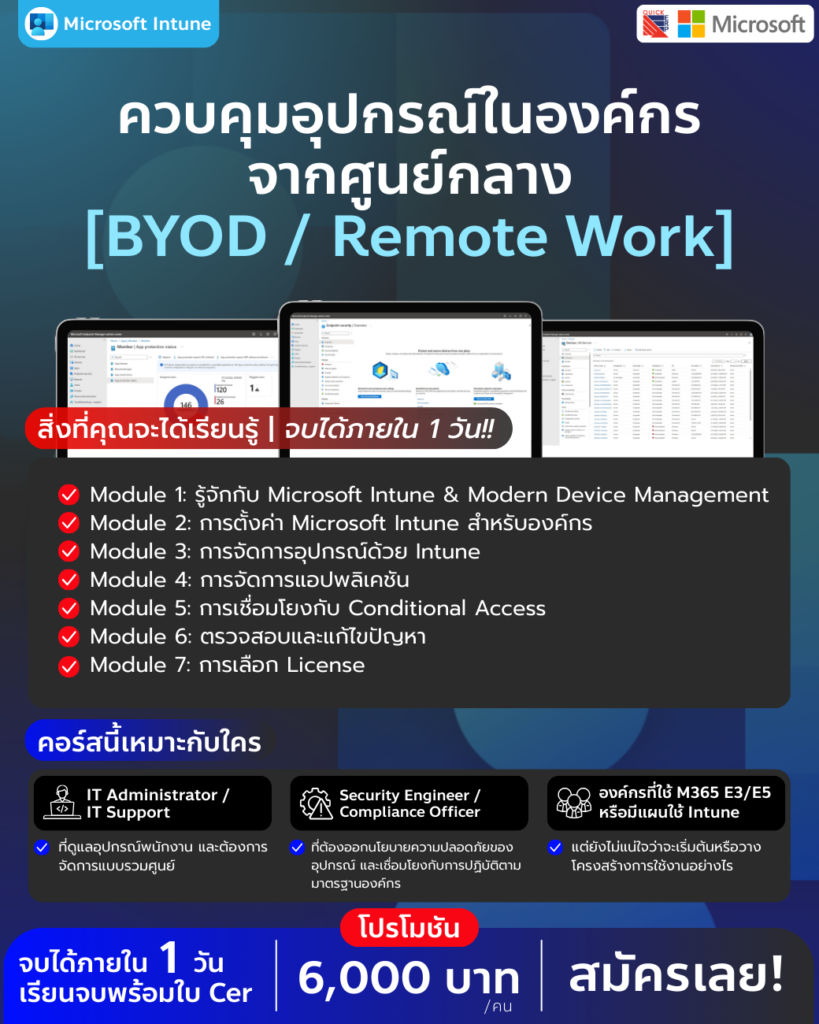 จัดการอุปกรณ์ขององค์กรจากศูนย์กลาง ควบคุมความปลอดภัย และรองรับ Hybrid Work อย่างเต็มระบบ